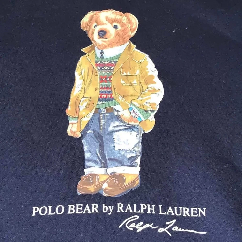 Polo Ralph Lauren Navy Blue Polo Bear Hoodie L Utility Jacket Tan Denim Gorpcore